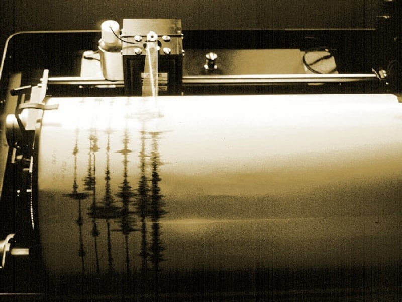 Seismograph bei der Aufzeichnung eines Erdbebens, über dts Nachrichtenagentur