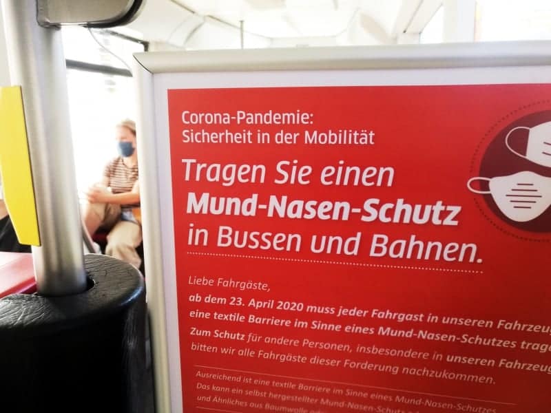 Hinweisschild für Mund-Nasen-Schutz, über dts Nachrichtenagentur
