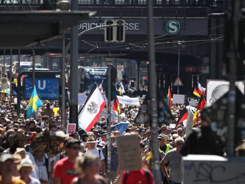 Demo von Corona-Skeptikern am 01.08.2020, über dts Nachrichtenagentur