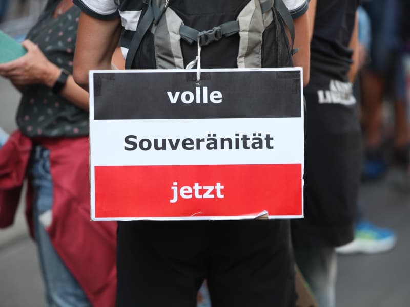 Reichsbürger bei Demo von Corona-Skeptikern am 29.08.2020, über dts Nachrichtenagentur