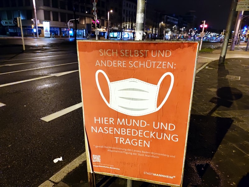Hinweis auf Mund-Nasen-Schutz, über dts Nachrichtenagentur