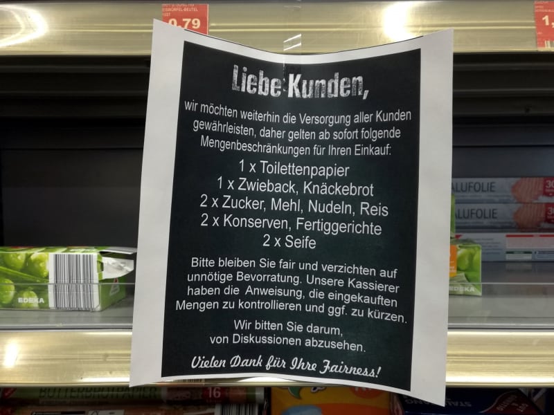 Mengenbeschränkung im Supermarkt, über dts Nachrichtenagentur