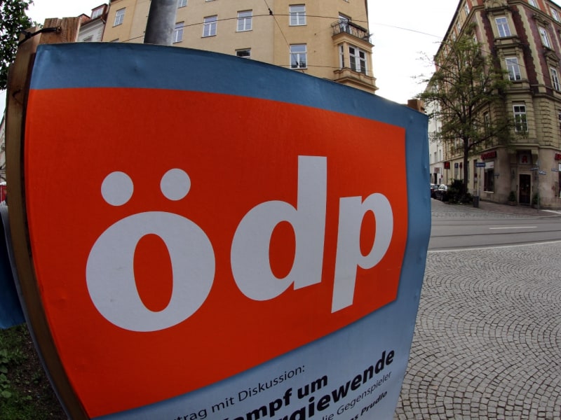 Wahlplakat für die ÖDP (Ökologisch-Demokratische Partei), über dts Nachrichtenagentur