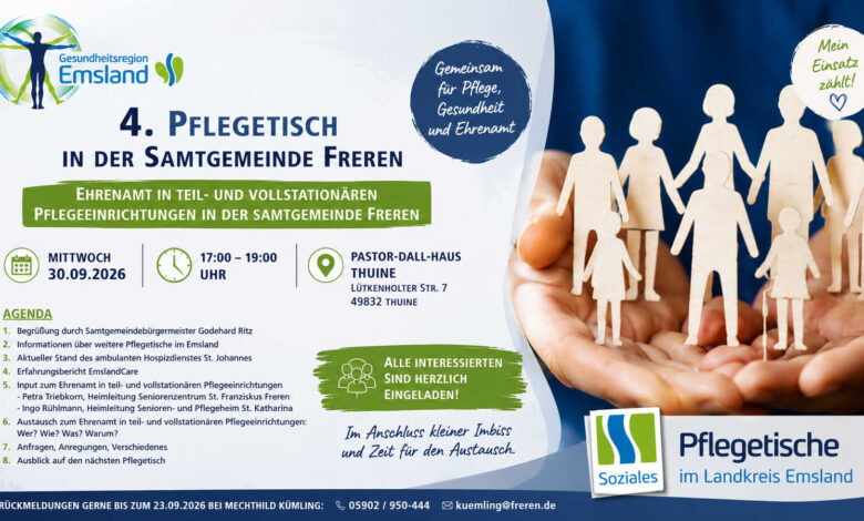 Einladung zum 4. Pflegetisch der Samtgemeinde Freren am 30. September in Thuine