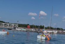 Segelboote auf dem Speichersee in Geeste während eines Ferienkurses