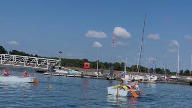 Segelboote auf dem Speichersee in Geeste während eines Ferienkurses
