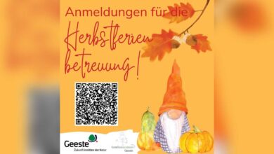 Hinweis der Gemeinde Geeste zur Anmeldung für die Herbstferienbetreuung 2026