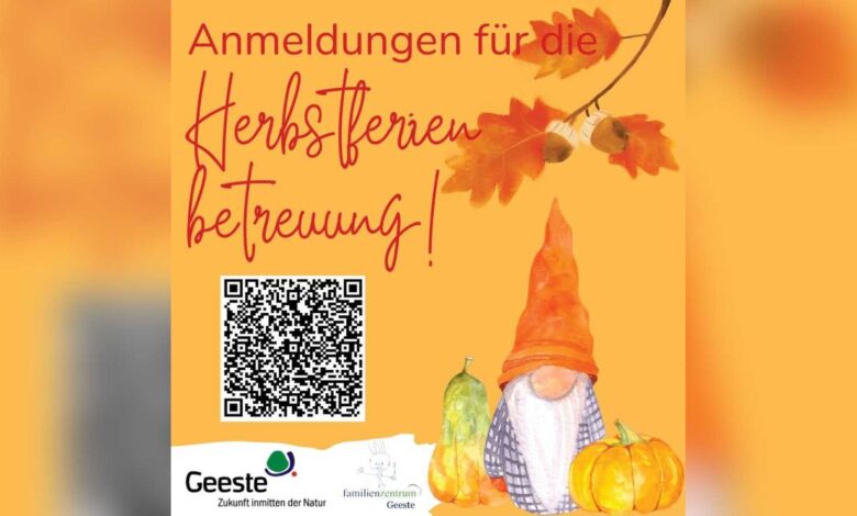 Hinweis der Gemeinde Geeste zur Anmeldung für die Herbstferienbetreuung 2026