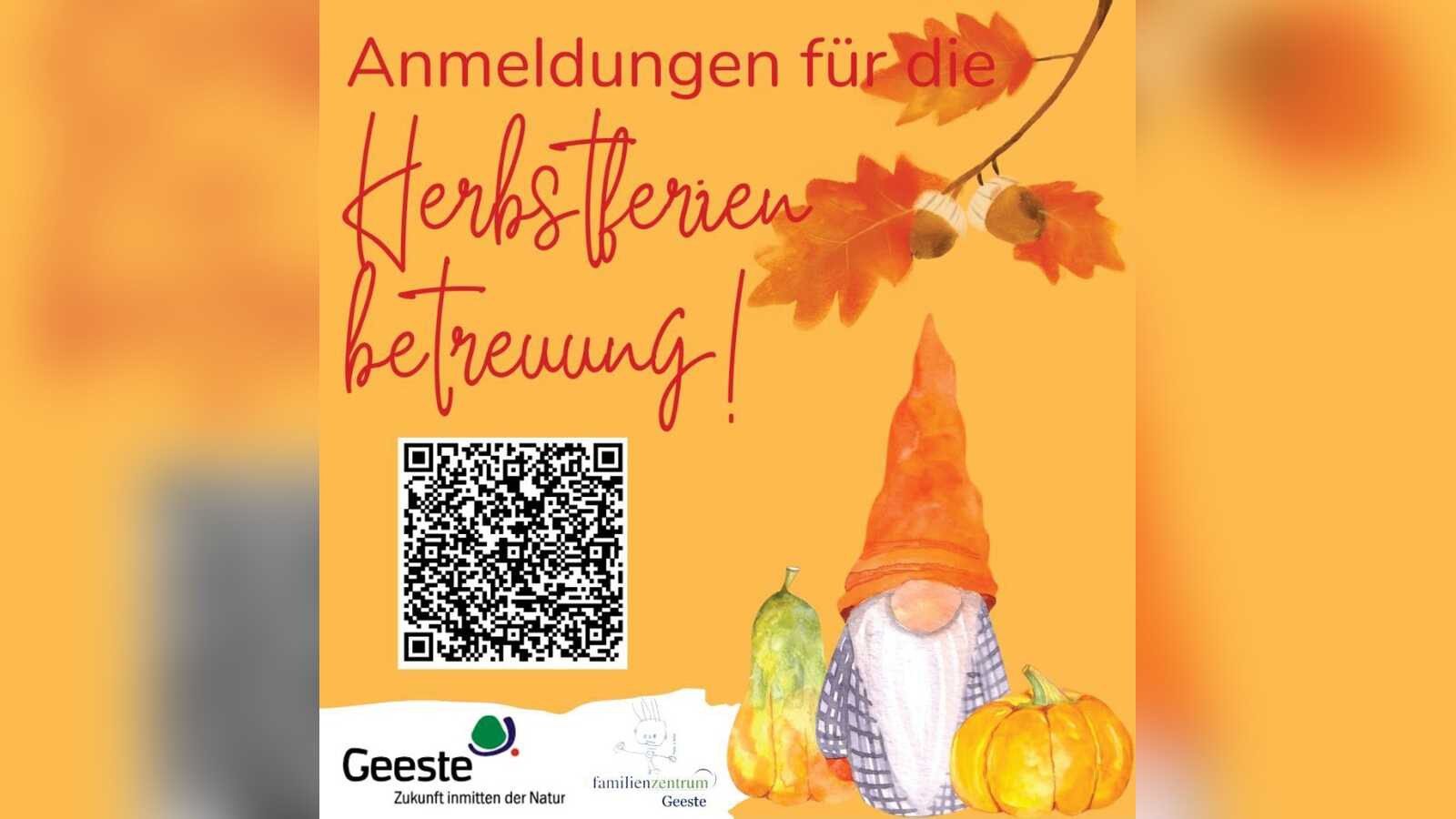 Hinweis der Gemeinde Geeste zur Anmeldung für die Herbstferienbetreuung 2026
