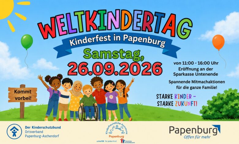Flyer zum Weltkindertag und Kinderfest am Hauptkanal in Papenburg