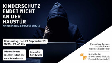 Plakat zum Vortrag Kinderschutz endet nicht an der Haustür in Freren