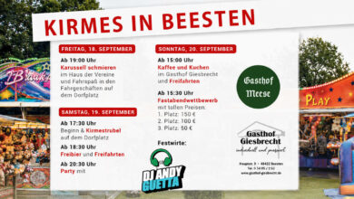 Plakat zur Kirmes in Beesten vom 18. bis 20. September 2026