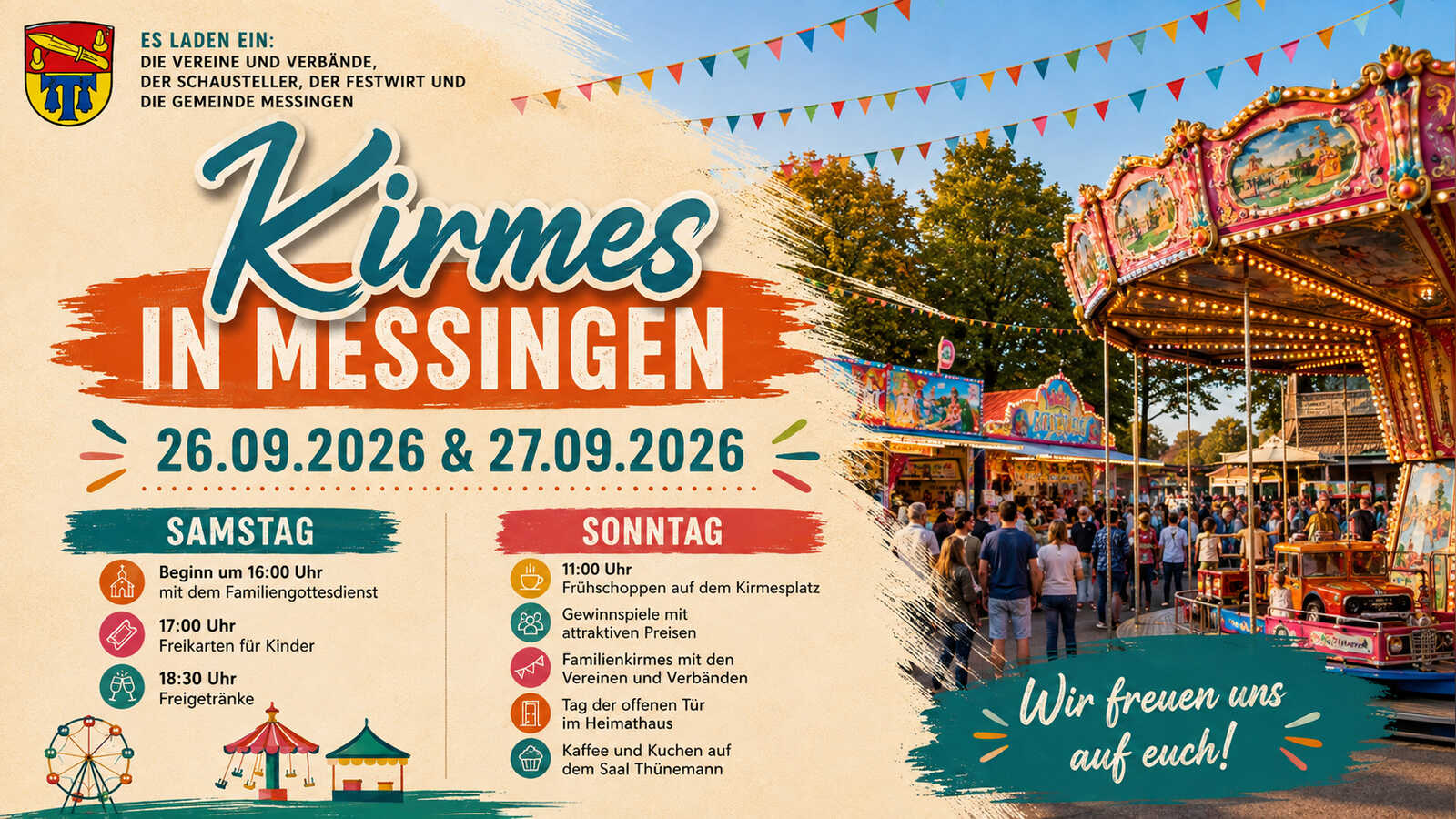 Plakat zur Kirmes in Messingen am 26. und 27. September 2026