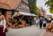 Historische Marktstände beim Korn- und Hansemarkt in Haselünne