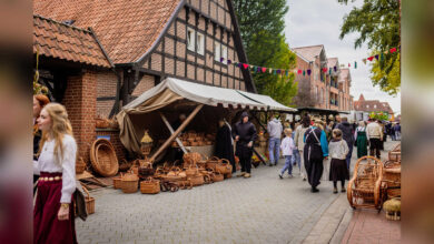 Historische Marktstände beim Korn- und Hansemarkt in Haselünne