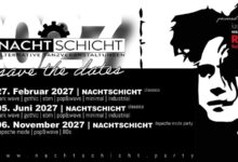 Ankündigungsgrafik der Nachtschicht mit den drei Terminen für 2027 im Retro Nordhorn
