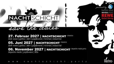 Ankündigungsgrafik der Nachtschicht mit den drei Terminen für 2027 im Retro Nordhorn