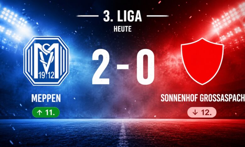 Spielszene aus dem Drittliga-Heimspiel des SV Meppen gegen die SG Sonnenhof Großaspach in der Hänsch-Arena