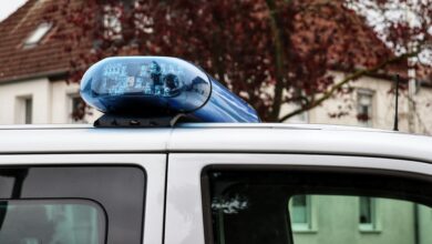 Blaulicht auf dem Dach eines Polizeifahrzeugs