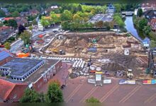 Aktuelle Webcam-Aufnahme der Baustelle am künftigen Stadthafen Nordhorn