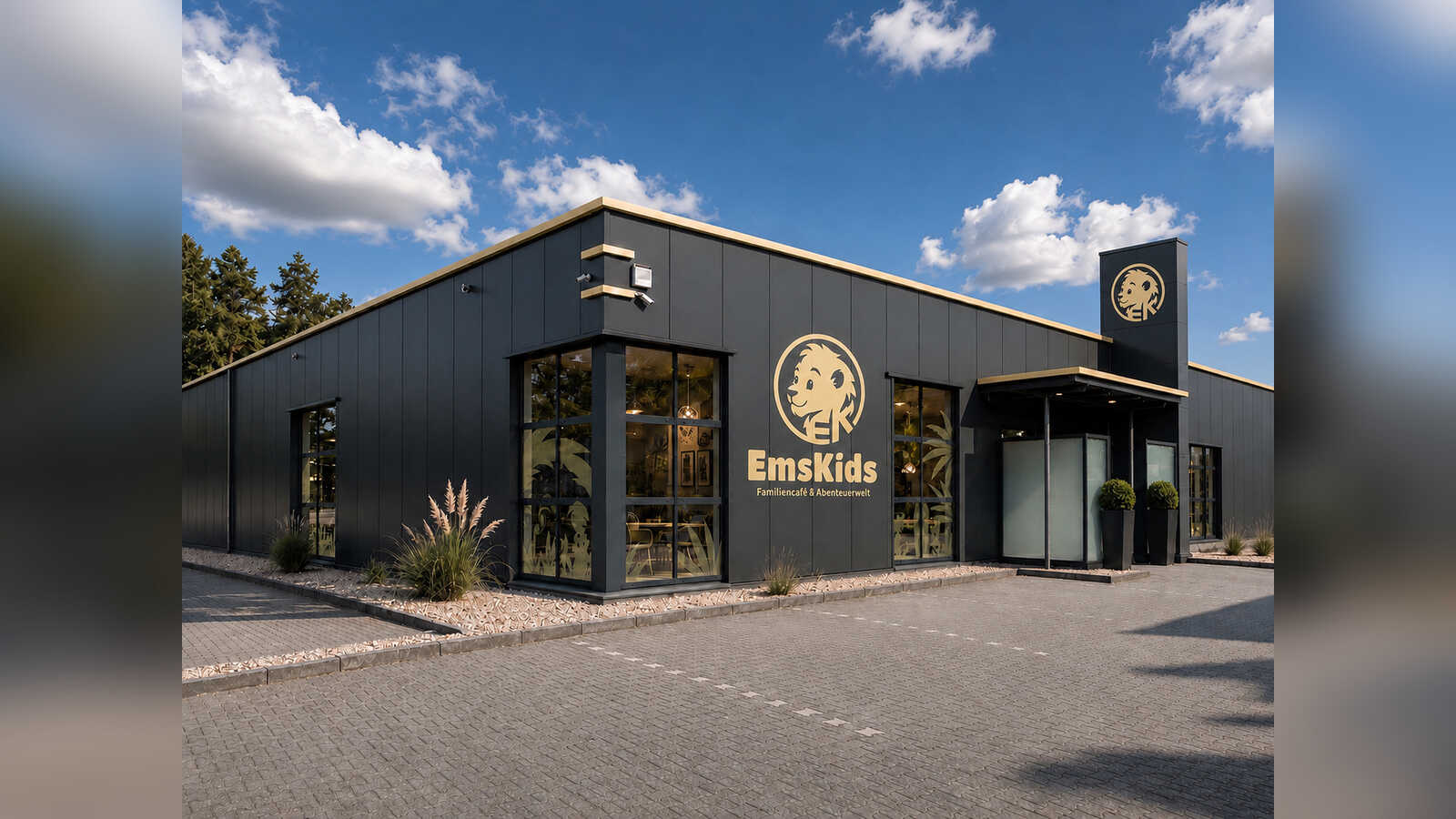 Architektur-Visualisierung des Gebäudes an der Rheiner Straße 178 in Lingen, in dem EmsKids einzieht