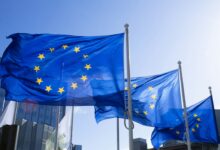 Europaflaggen wehen im Wind