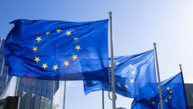 Europaflaggen wehen im Wind