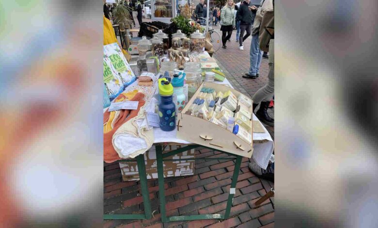 Ankündigung der Fairen Meile auf dem Marktplatz in Lingen (Ems)