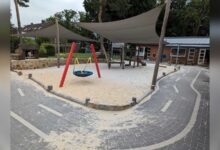 Kinder spielen auf dem Spielplatz der Kita Kunterbunt in Lingen