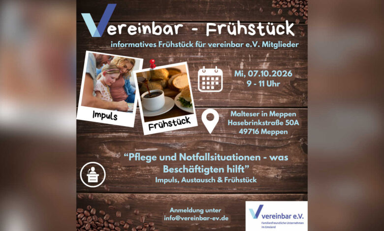 Einladung zum vereinbar-Frühstück in Meppen zum Thema Pflege- und Notfallsituationen