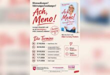 Ankündigung der Lesungs- und Gesprächsreihe Ach, Meno! zu den Wechseljahren