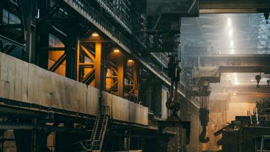 Blick in eine Halle der Schwerindustrie